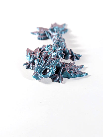 Tiny Ocean Wyvern, Cinderwing Ocean Dragon, Tiny Ocean Dragon, Pink and Blue Color Shift Dragon, 3D Printed Dragon