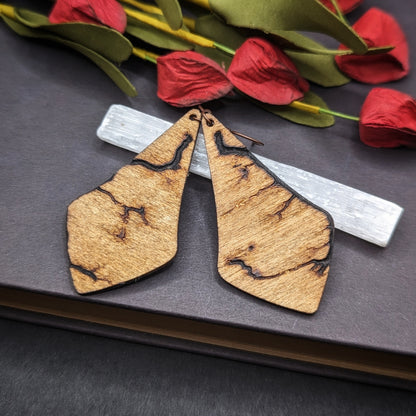 Fractal Burned Teardrop Earrings