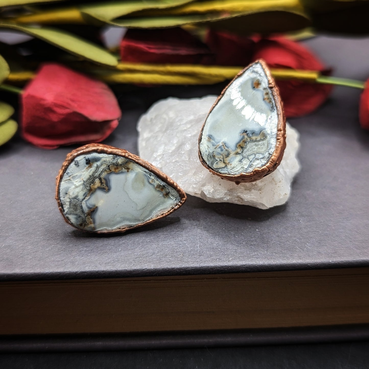 Teardrop Agate Stud Earrings
