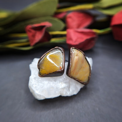 Antiqued Petrified Wood Stud Earrings