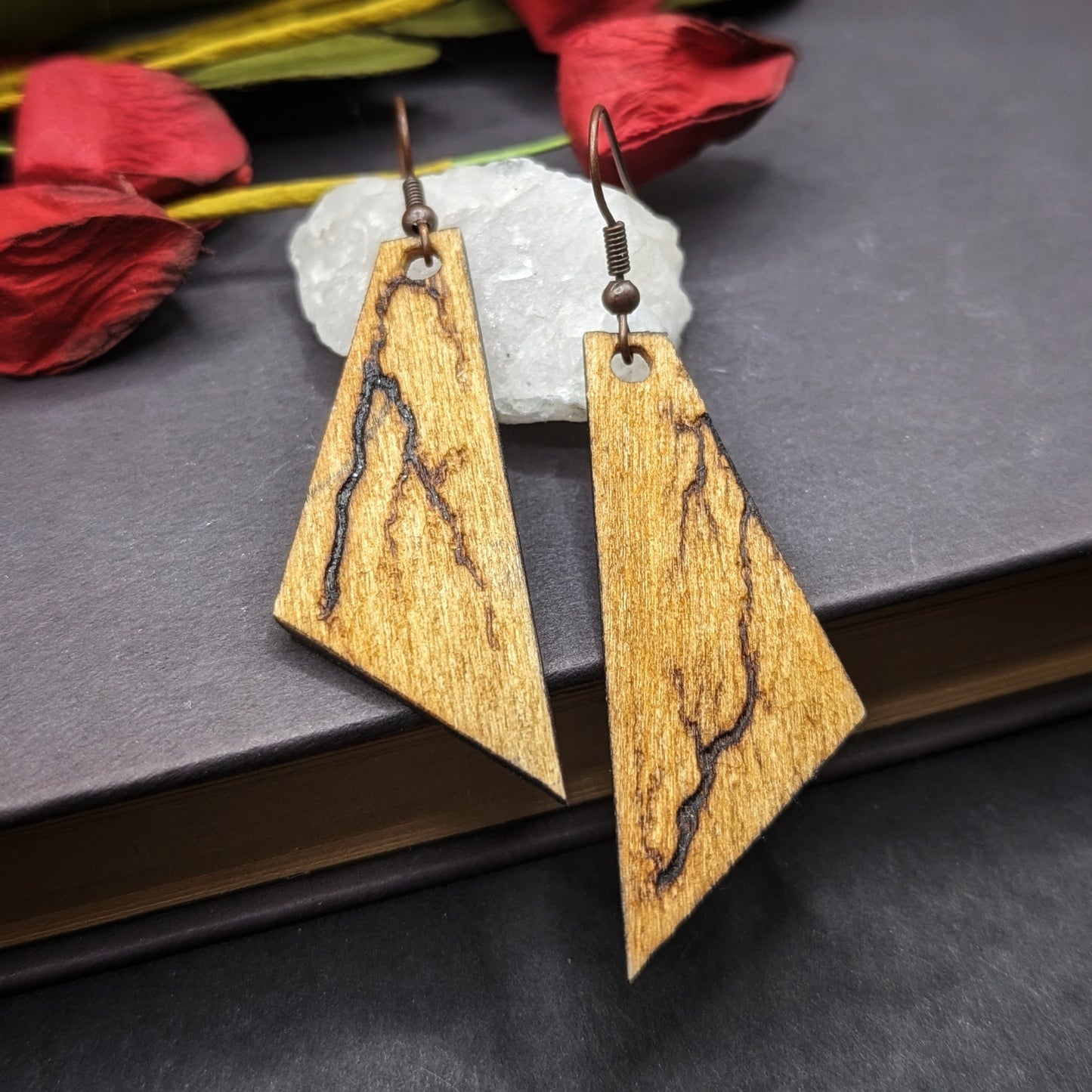Geometric Fractal Burned Earrings