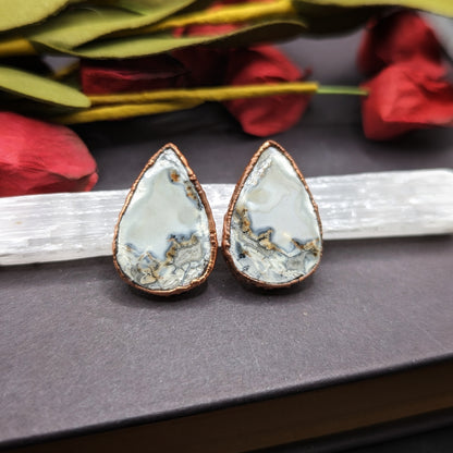 Teardrop Agate Stud Earrings